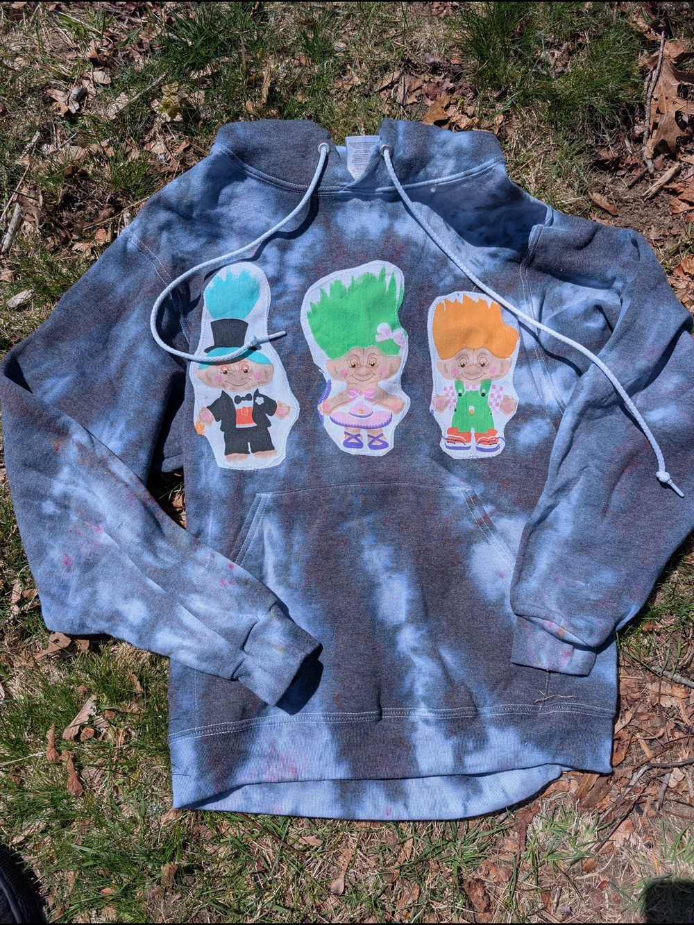 Tie Dye Hoodie with Vintage Troll Applique